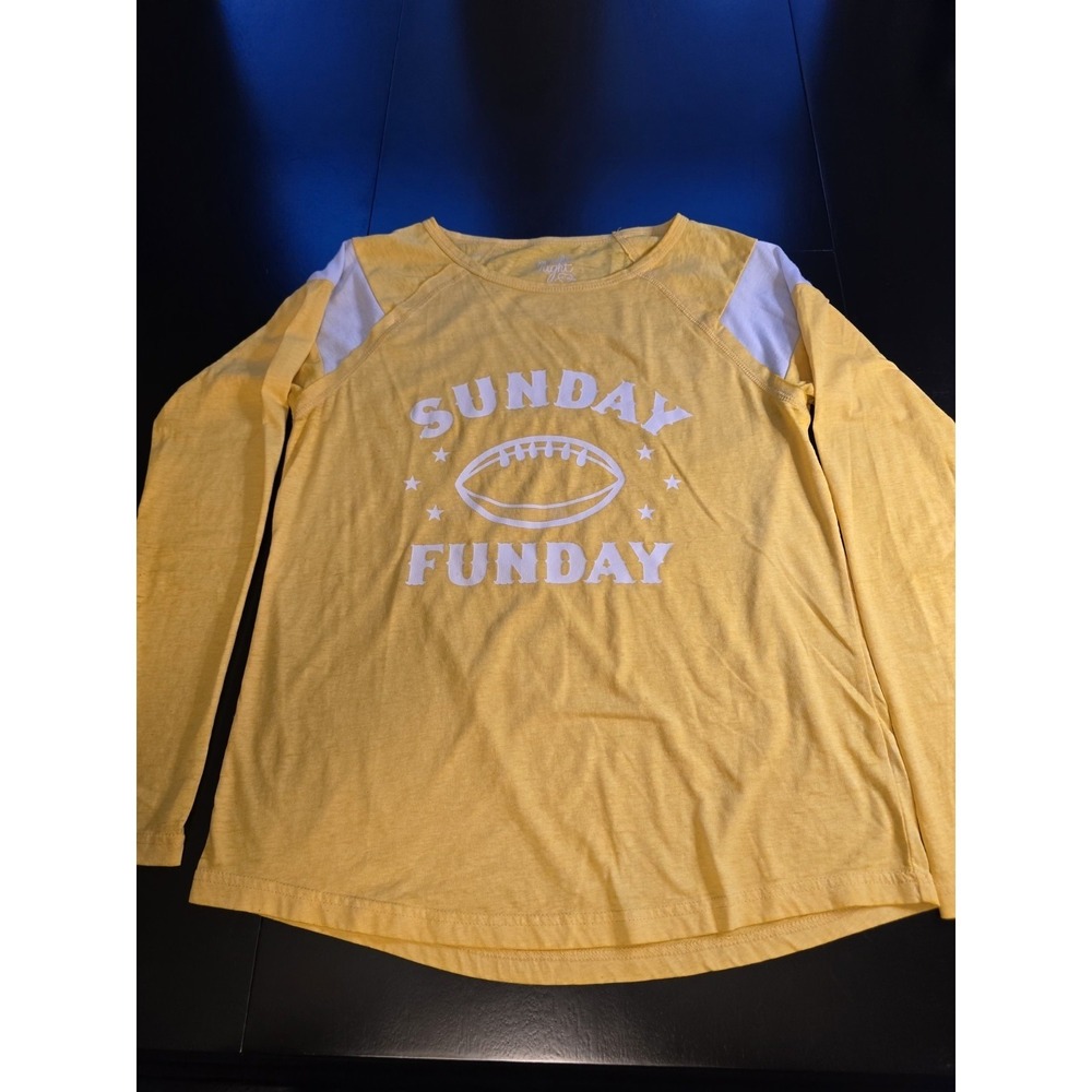 Made Right Sunday Funday Football‎ Shirt Women's Medium Yellow Long Sleeve...